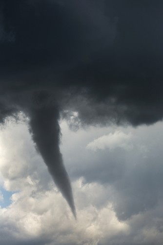 Dramatic Funnel Cloud Created in Dark Storm Clouds - Calgary Alberta Canada Poster Print by Michael Interisano, 12 x 19