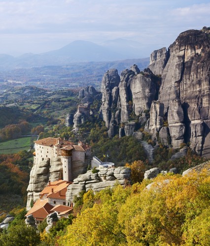 Monastery On A Cliff - Meteora Greece Poster Print by Reynold Mainse - 28 x 32 - Large