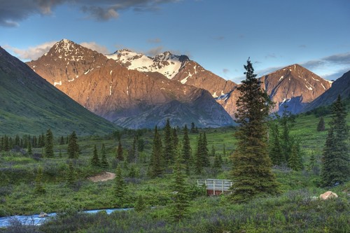 DPI12288649 South Fork Near Eagle River At Sunset On A Summer Day in South Central Alaska Poster Print by Michael Jones, 19 x 12