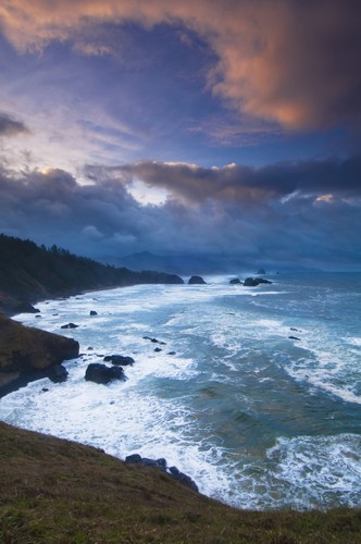 A Morning Storm Brews On The Pacific Coast in This View from Ecola State Park Poster Print by Carl Johnson, 12 x 19
