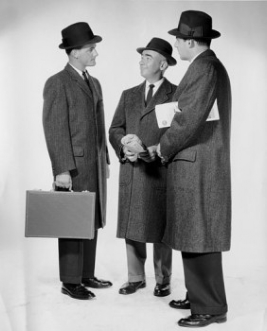 Three Businessmen Talking Poster Print - 18 x 24 in.