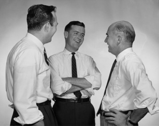 Three Businessmen Talking Poster Print - 18 x 24 in.