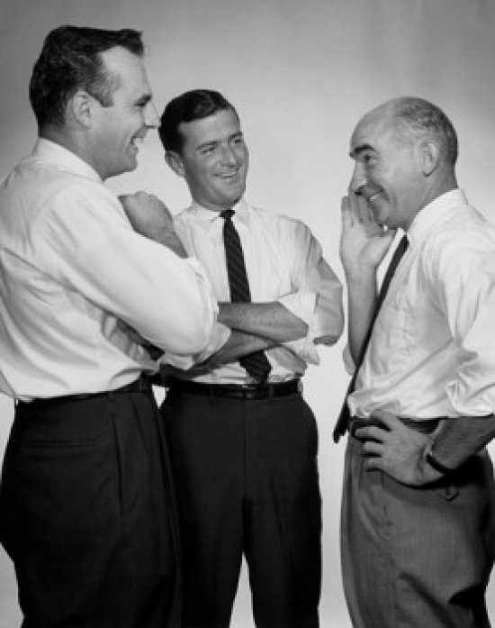 Three Businessmen Talking Poster Print - 18 x 24 in.