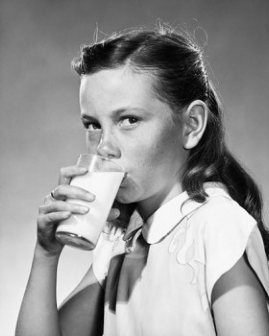 Girl Drinking Milk Poster Print - 18 x 24 in.