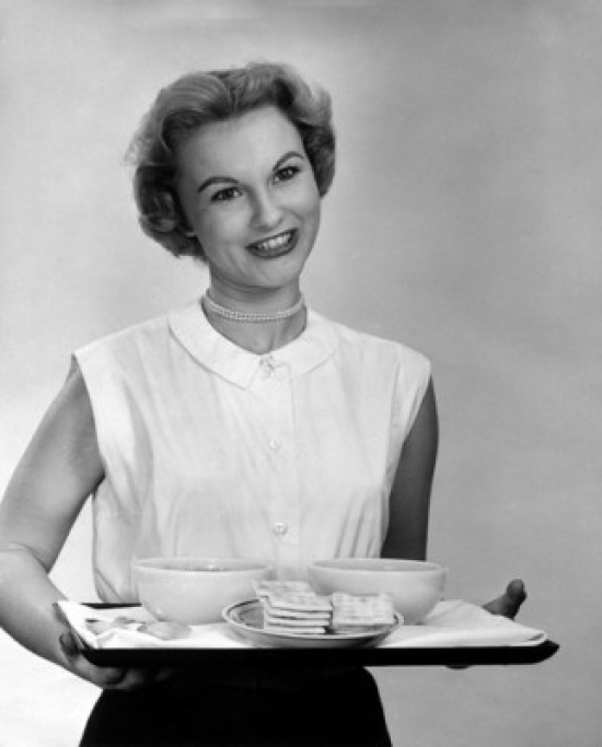 Portrait of a Young Woman Holding a Tray Poster Print - 18 x 24 in.