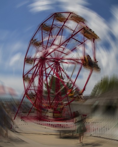 Ferris Wheel At Amusement Park Motion Blur - Calgary Alberta Canada Poster Print by Ron Harris, 13 x 17