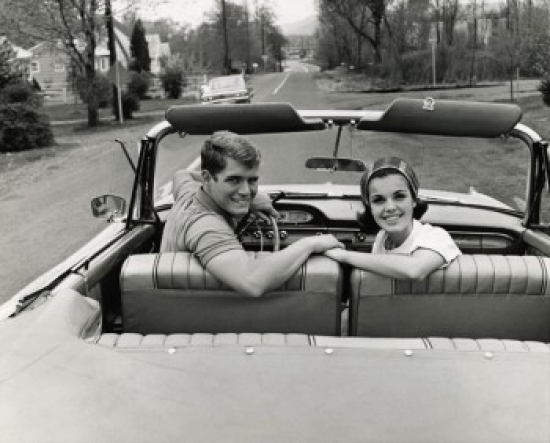 SAL2556408B Portrait of a Young Couple Sitting in a Convertible Car Poster Print - 18 x 24 in.