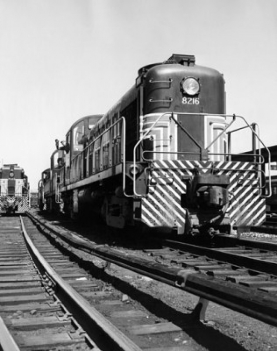 Trains on a Railroad Track Poster Print - 18 x 24 in.
