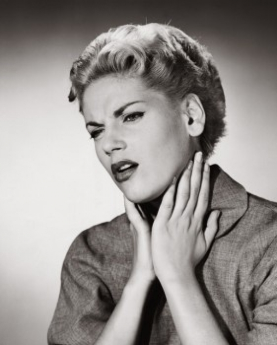 SAL2556909 Close-Up of a Young Woman Suffering From Neck Pain Poster Print - 18 x 24 in.