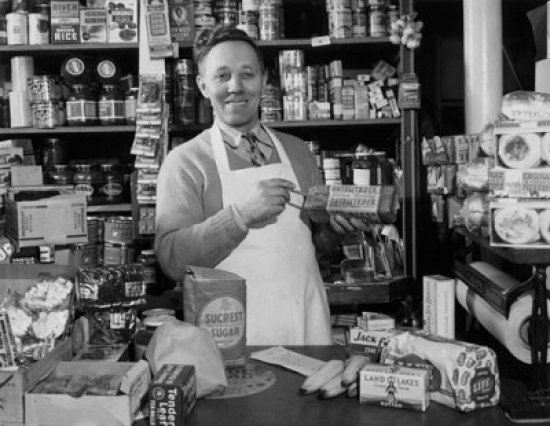 Grocer Standing in a Store Poster Print - 18 x 24 in.