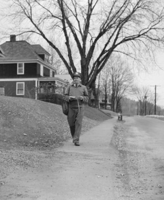 Postman Walking with His Mail Bag Poster Print - 18 x 24 in.