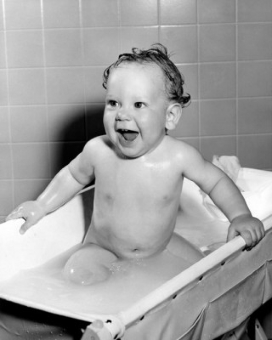 Baby in Bathtub Poster Print - 18 x 24 in.