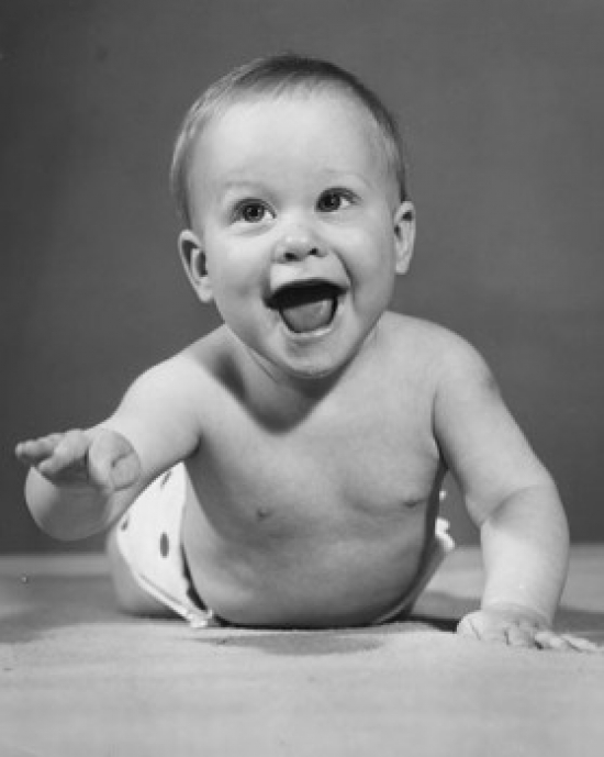 Baby Crawling & Laughing Poster Print - 18 x 24 in.