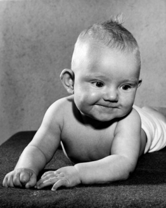 Baby Lying on Front Poster Print - 18 x 24 in.