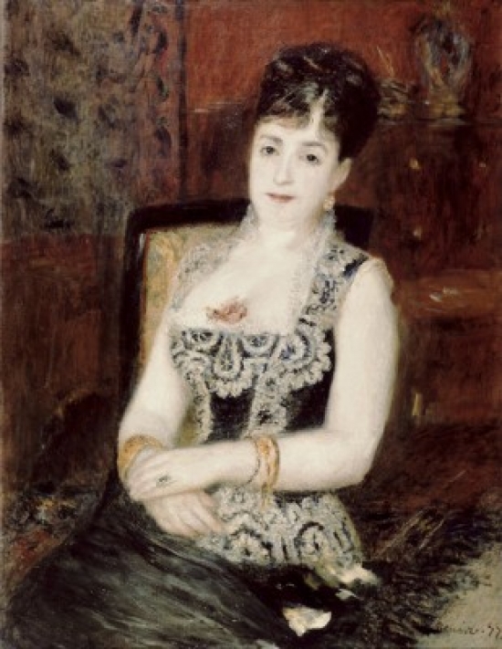 SAL260160 Title - Portrait of a Woman 1877 Pierre Auguste Renoir 1841-1919 French Oil on Canvas Poster Print - 18 x 24 in.