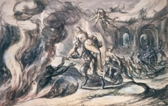 Eurydice in Hell 1620 Hermann Weyer 1596-After 1621 German Pen Ink & Gouache Pushkin Museum of Fine Arts - 18 x 24 in.
