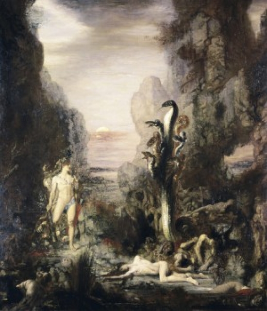 Hercules & the Hydra 1867 Gustave Moreau 1826-1898 French Oil on Canvas Art Institute of Chicago Illinois USA - 18 x 24 in.