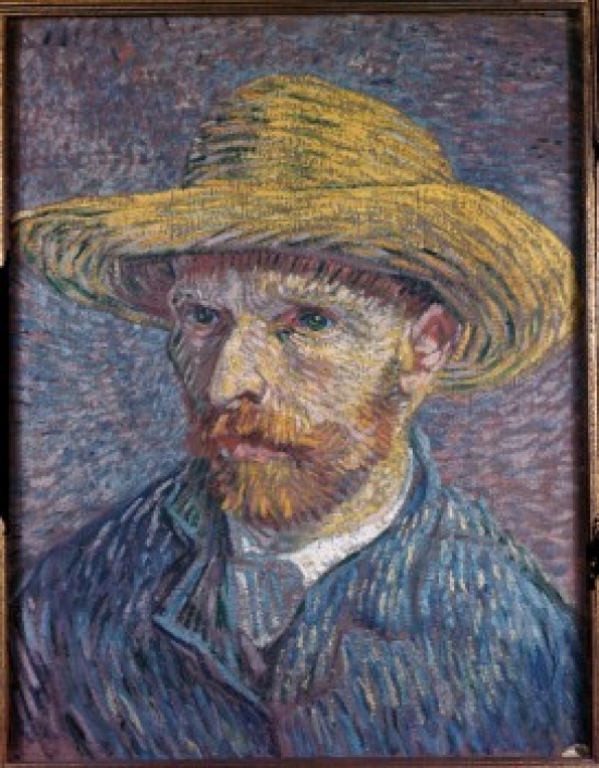SAL3810315069 Self Portrait with Straw Hat 1888 Vincent Van Gogh 1853-1890 Dutch Oil on Canvas Poster Print - 18 x 24 in.
