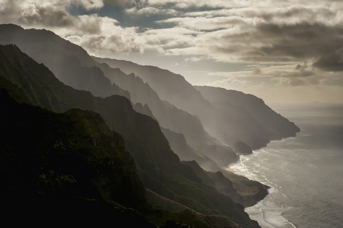 DPI12291421 Late Afternoon View of The Na Pali Coast - Kauai Hawaii United States of America Poster Print by Carl Johnson, 19 x 12