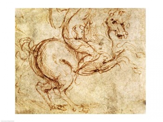 Horse & Cavalier Poster Print by Leonardo Da Vinci - 24 x 18 in.