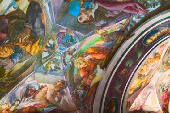 Vilnius University Vaulted Ceiling Decorated with Mural Lithuania Poster Print by Keren Su - 34 x 23 in.