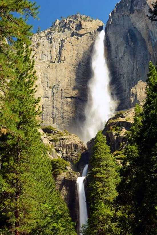PDDUS05MHE0111 Upper & Lower Yosemite Falls Merced River Yosemite Np California Print by Michel Hersen
