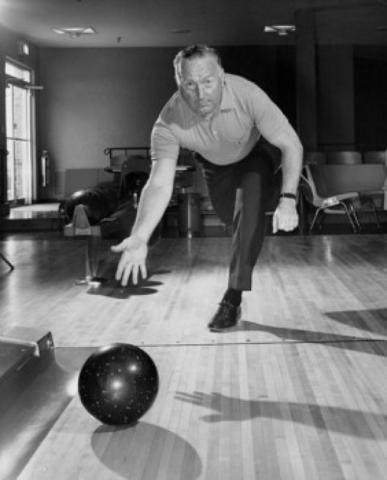Mature Man Bowling Poster Print - 18 x 24 in.