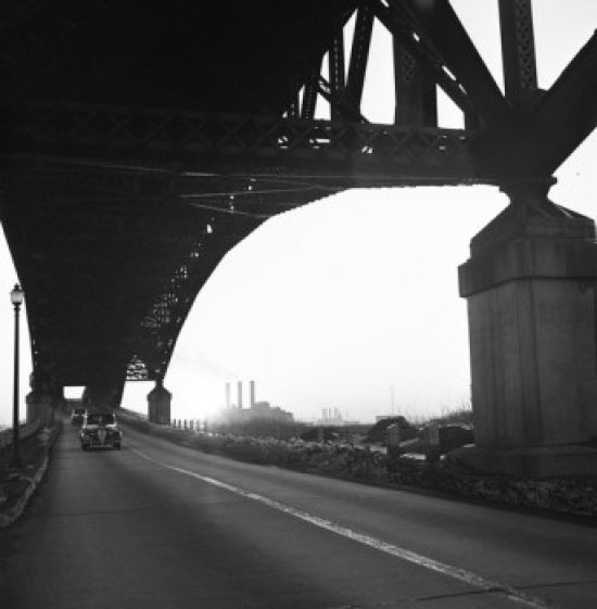 Car Travelling on Bridge Poster Print - 18 x 24 in.