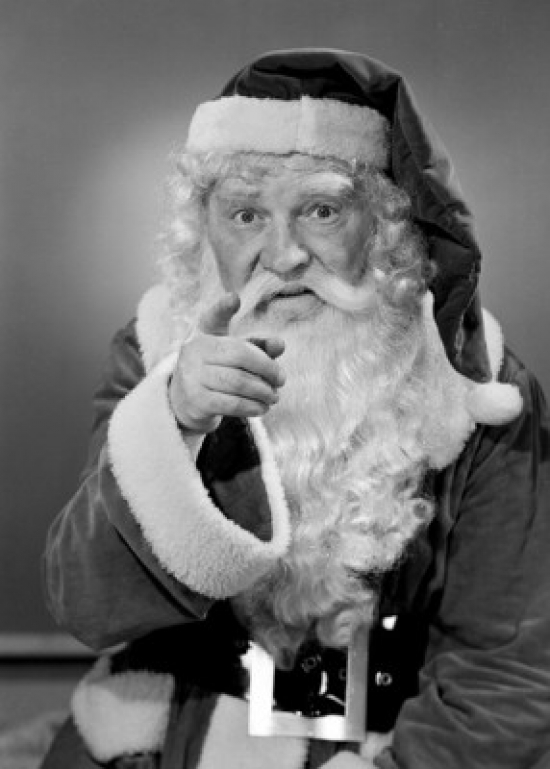 Father Christmas Pointing Finger at Camera Poster Print - 18 x 24 in.