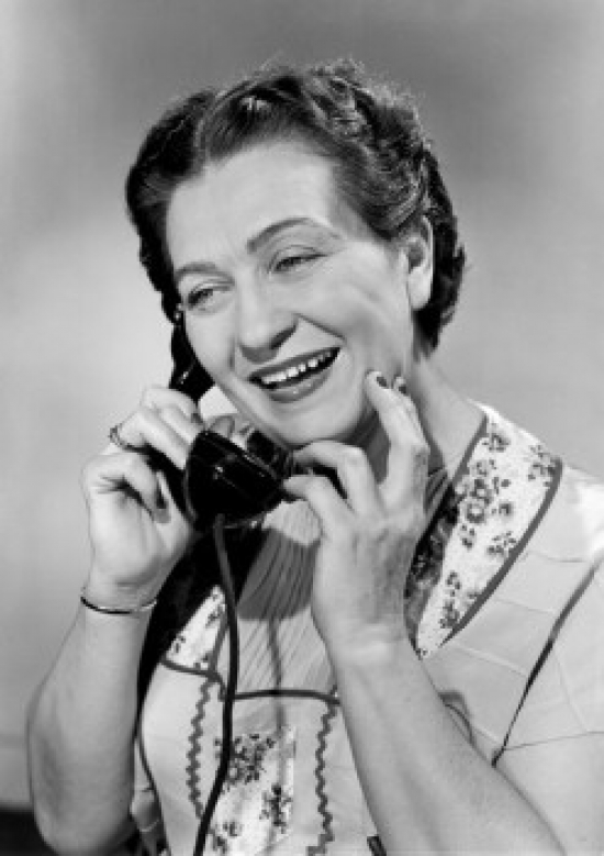 Woman Using Telephone in Home Poster Print - 18 x 24 in.