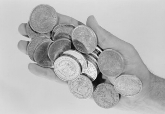 Hand Holding Old Coins Poster Print - 18 x 24 in.