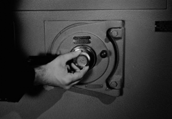 Mans Hand Unlocking Safe Poster Print - 18 x 24 in.