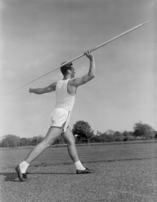 Athlete Throwing the Javelin Poster Print - 18 x 24 in.