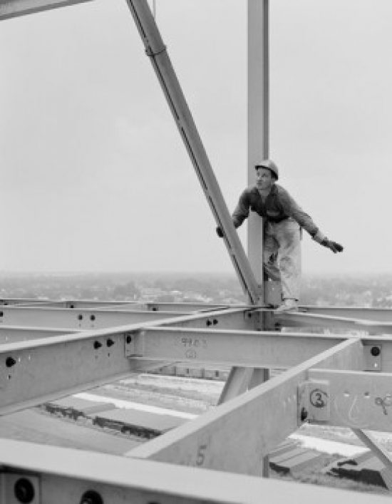 Man Working on Construction Site Poster Print - 18 x 24 in.