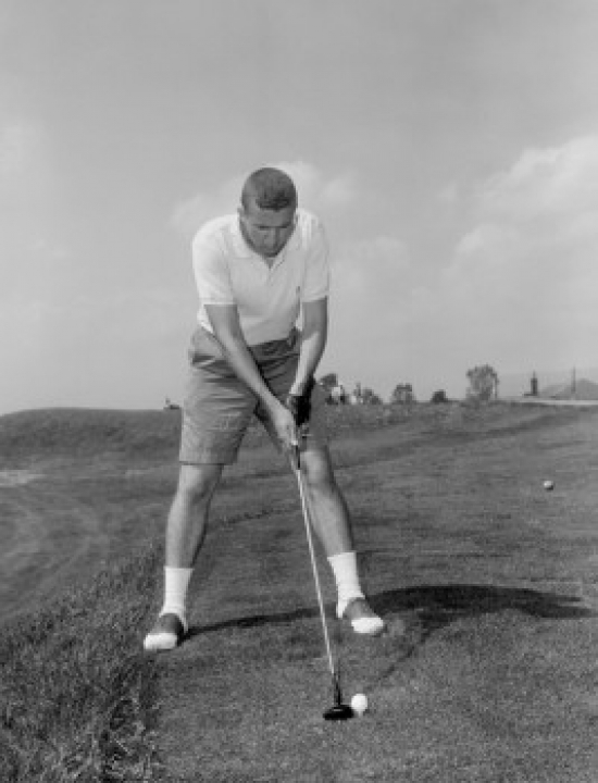 Front View of Man Playing Golf Poster Print - 18 x 24 in.