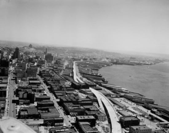 SAL255422212 USA Washington Seattle New Two Deck Highway Under Construction Poster Print - 18 x 24 in.