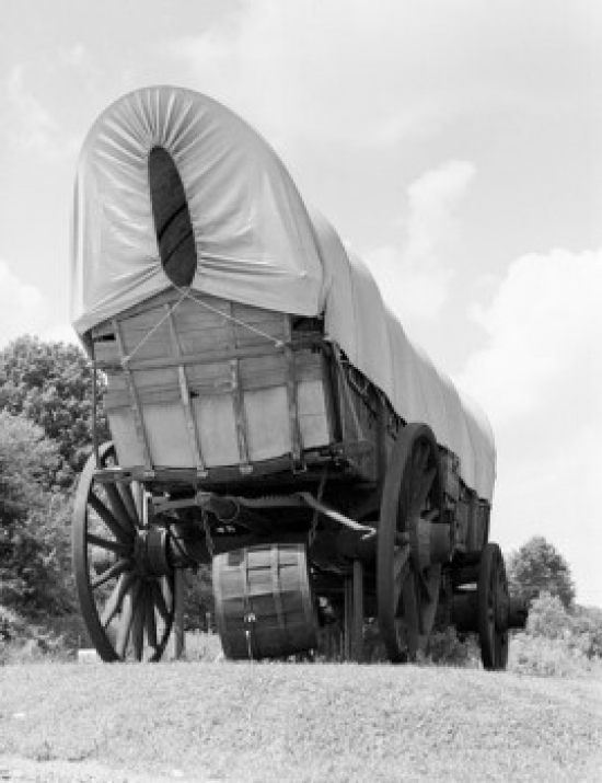Old Wagon on Meadow Poster Print - 18 x 24 in.
