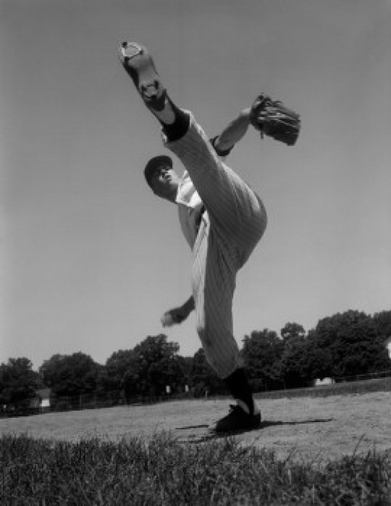 Baseball Pitcher Standing on One Leg Poster Print - 18 x 24 in.