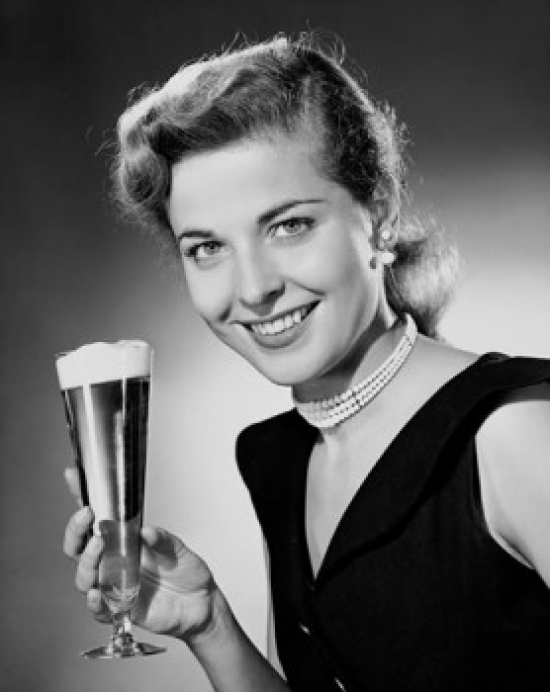SAL2554232 Portrait of a Young Woman Holding a Glass of Beer Poster Print - 18 x 24 in.
