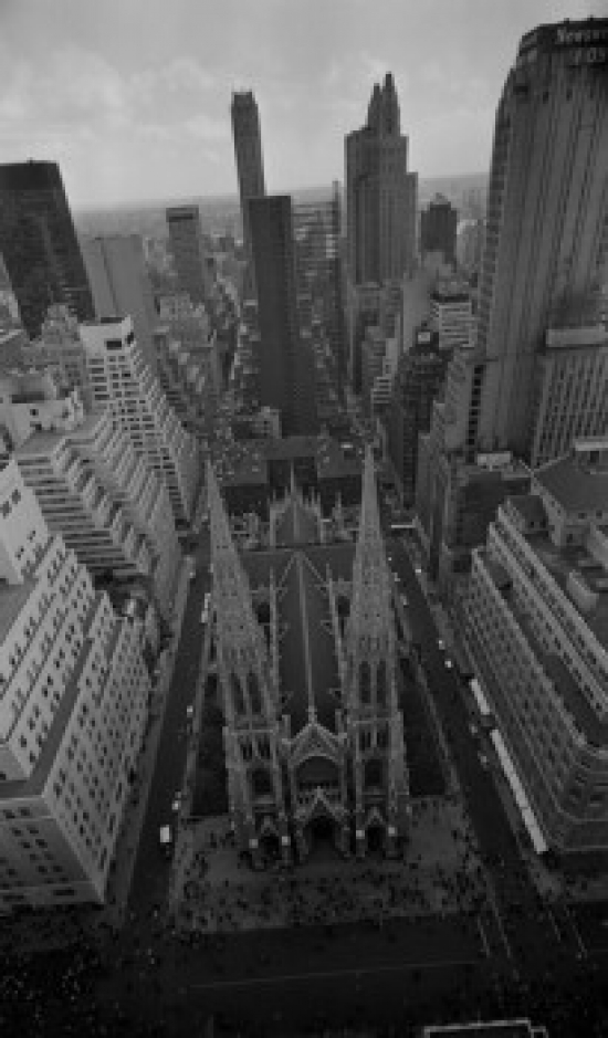 USA New York State New York City View Looking Downward on St. Patricks Cathedral Poster Print - 18 x 24 in.