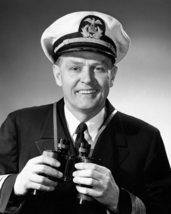 SAL25544158 Portrait of a Captain Holding a Pair of Binoculars & Smiling Poster Print - 18 x 24 in -  Posterazzi