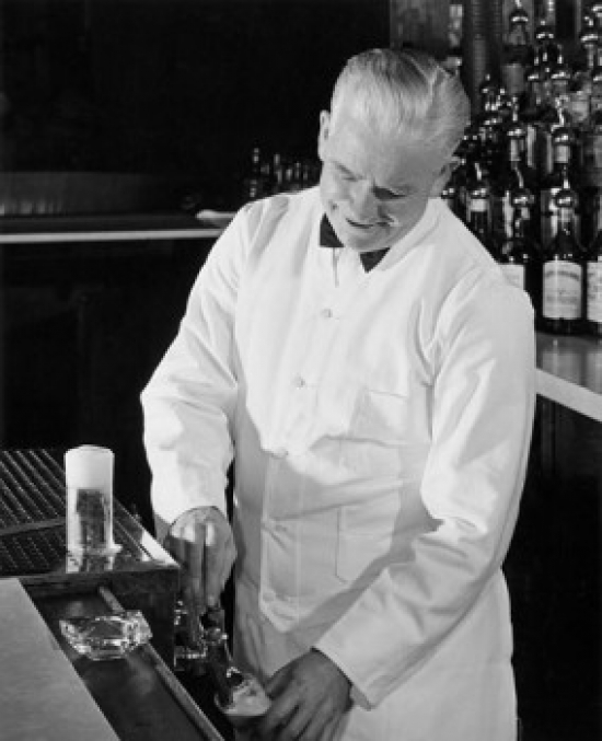 Senior Bartender Preparing Drink Poster Print - 18 x 24 in.