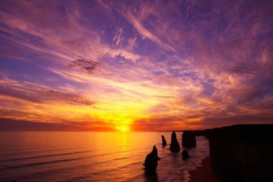 PDDAU01DWA1534 Sunset Twelve Apostles Port Campbell National Park Great Ocean Road Victoria Australia Print by David Wall