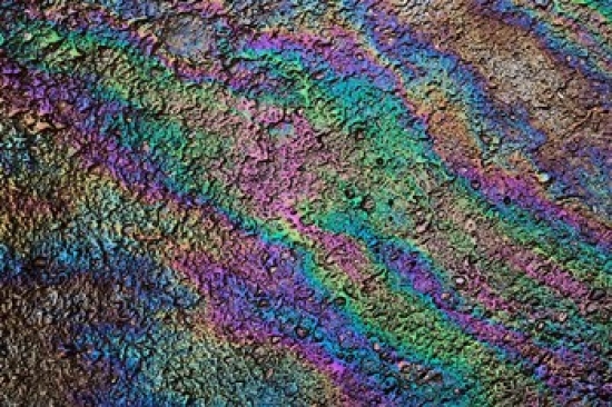 PDDCA11AJE0071 Motor Oil Creating Rainbow Pattern on Pavement Havana Cuba Poster Print by Adam Jones - 39 x 26 in.