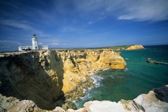 Faro De Cabo Rojo Lighthouse the Pasaje De La Mona Puerto Rico Print by Ellen Clark