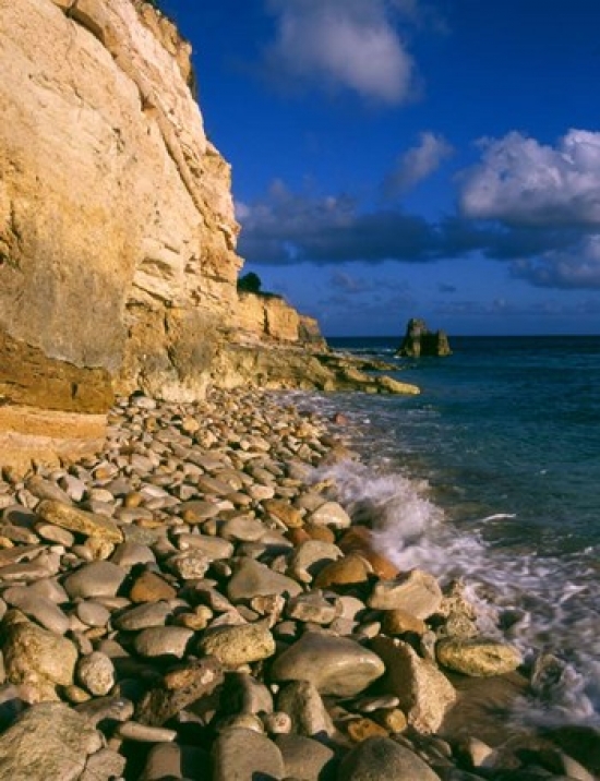 Cliffs at Cupecoy Beach St Martin Caribbean Poster Print by Greg Johnston - 19 x 24 in.