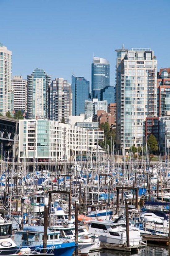 PDDCN02TWE0055 Marina on False Creek Downtown Vancouver BC Canada Poster Print by E. O. Reed - 17 x 26 in.