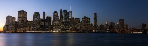 Lower Manhattan Skyline At Sunset - New York City United States of America Poster Print - 27 x 8