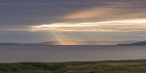 DPI12302862LARGE Sunlight Shining Through Clouds Onto The Coastline - Turnery Scotland Poster Print by Keith Levit, 44 x 22 - Large