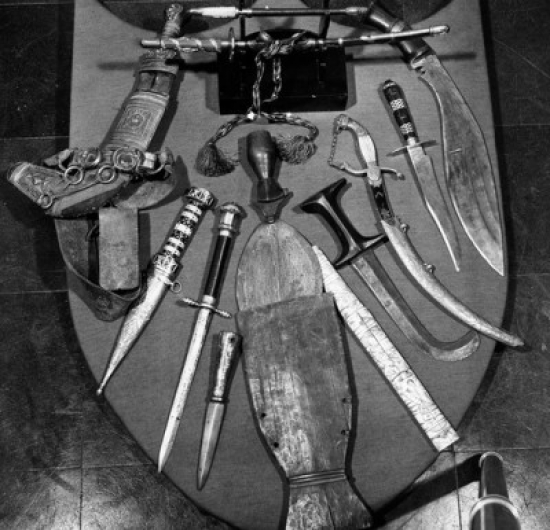 High Angle View of Weapons Poster Print - 18 x 24 in.